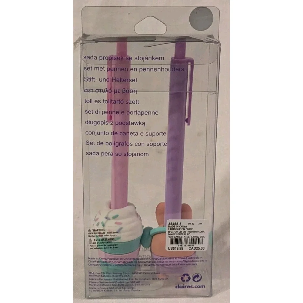 New Kawaii Style Pen & Holder Set Claires Pastel Bunny Rabbit Coffee Cup Cute 2